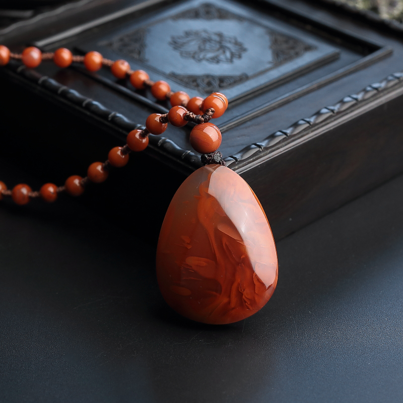 火焰纹南红随形吊坠-红掌柜