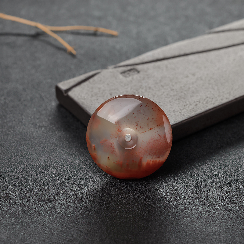 冰飘料南红平安扣吊坠-红掌柜