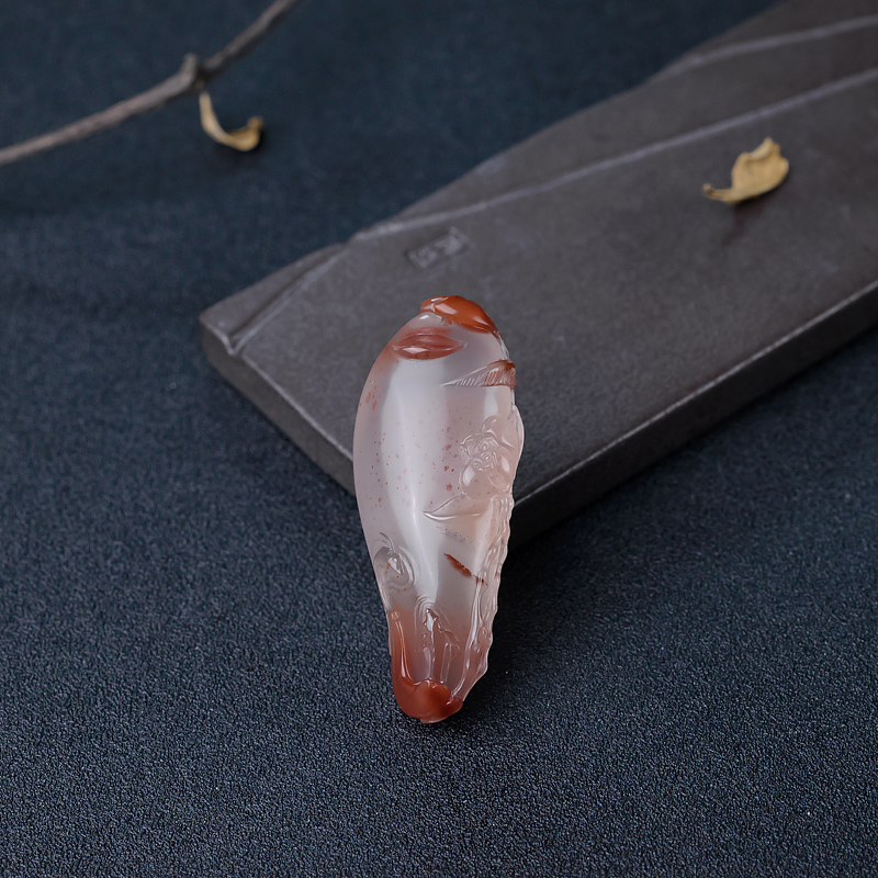 冰飘料南红连年有余吊坠-红掌柜