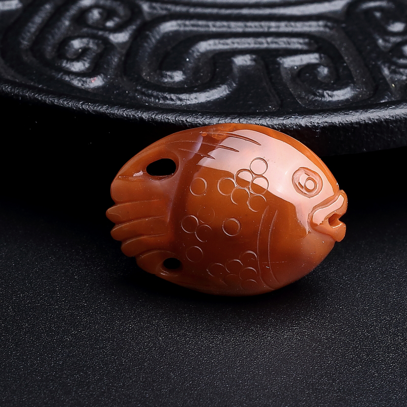 川料柿子红南红鱼吊坠-红掌柜