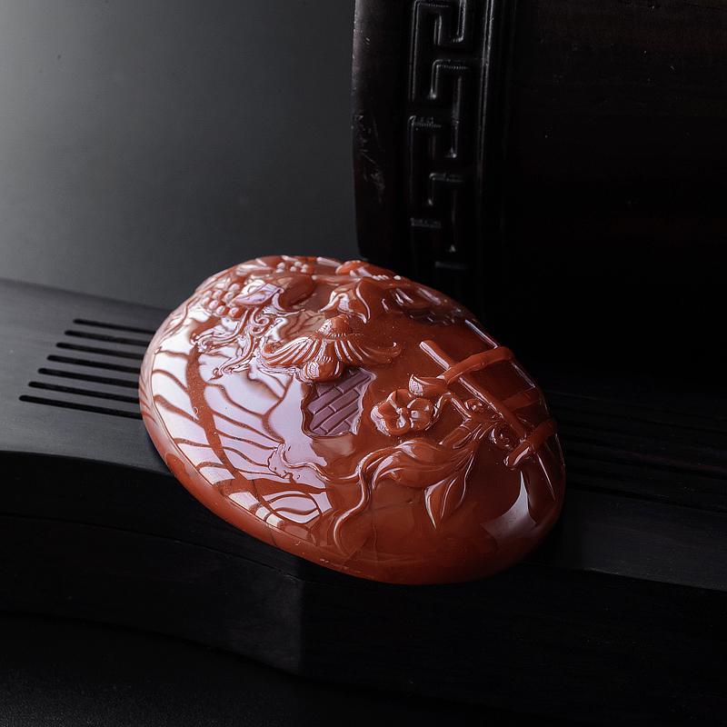 川料天然柿子红南红吊坠-红掌柜