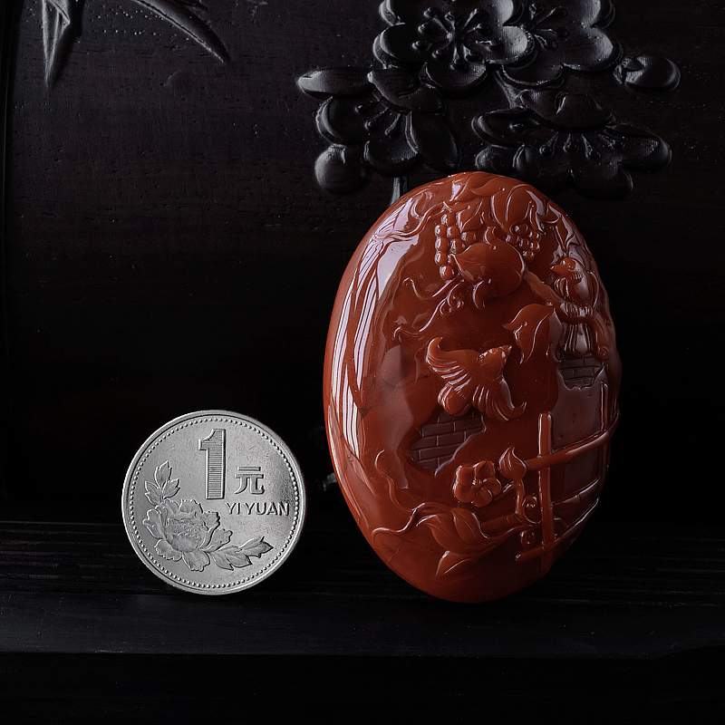 柿子红南红吊坠-红掌柜