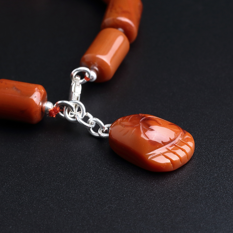 川料天然柿子红南红手串-红掌柜