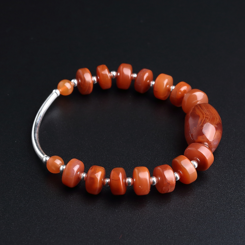 联合料玫瑰红南红隔片珠手串-红掌柜