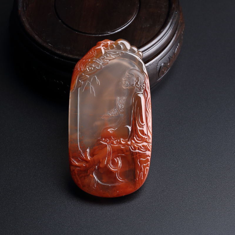 冰飘南红树下禅师吊坠-红掌柜