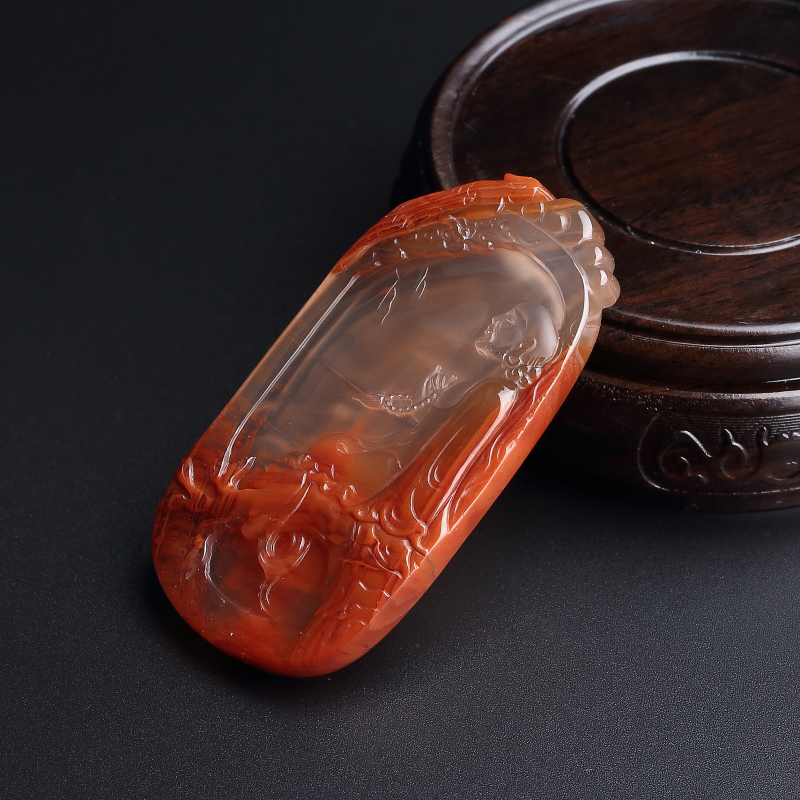 南红树下禅师吊坠-红掌柜