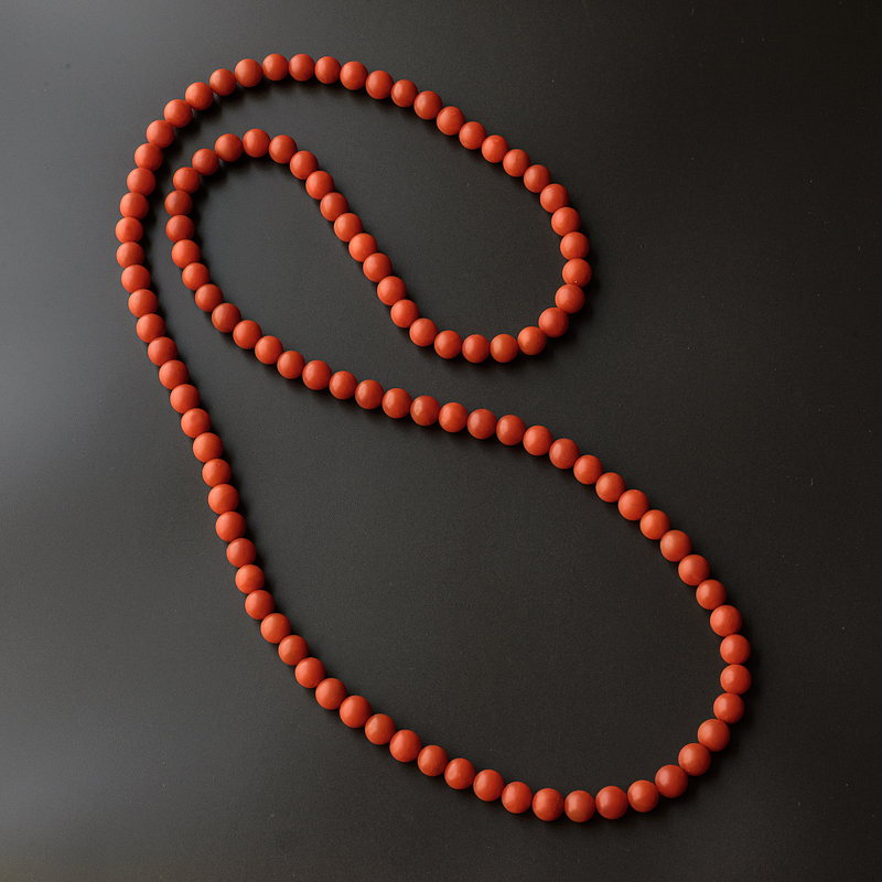 保山柿子红南红圆珠长项链 - 红掌柜