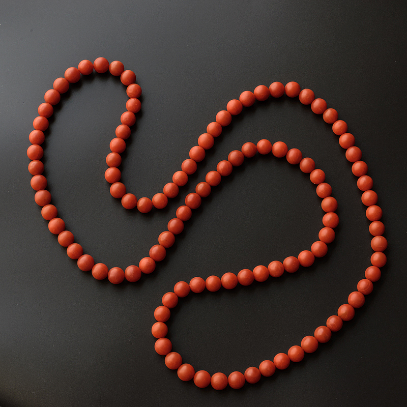 南红圆珠长项链 - 红掌柜