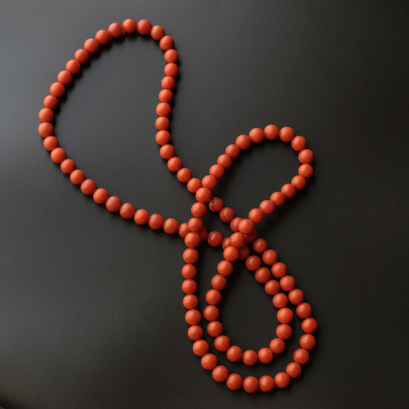 保山柿子红南红圆珠长项链 - 红掌柜