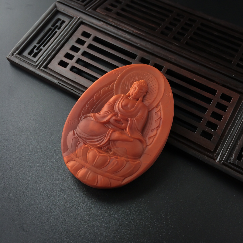 柿子红南红阿弥陀佛吊坠-红掌柜