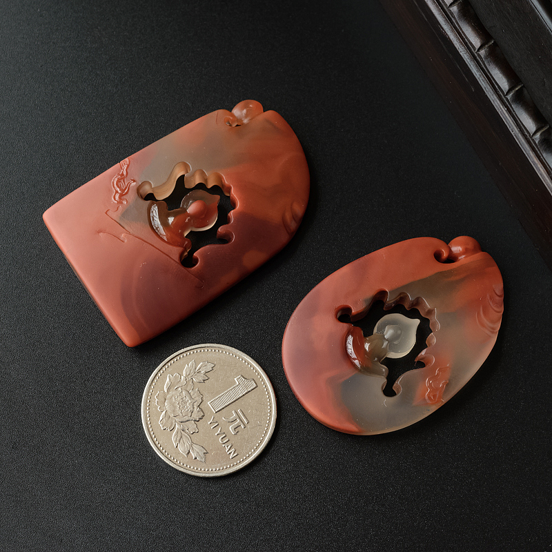 四川冻料柿子红南红两件套-红掌柜