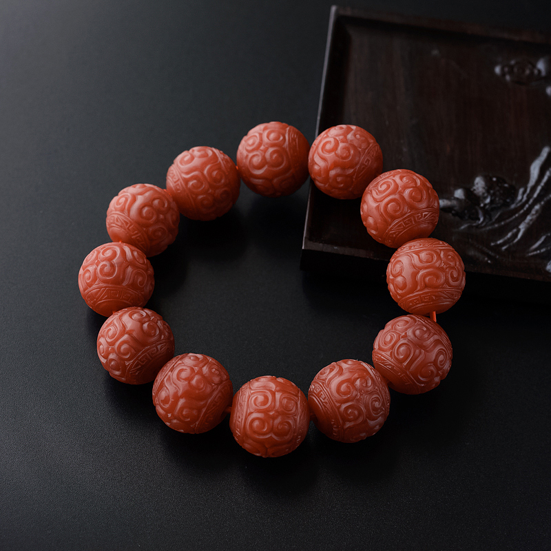 柿子红南红回纹手串-红掌柜