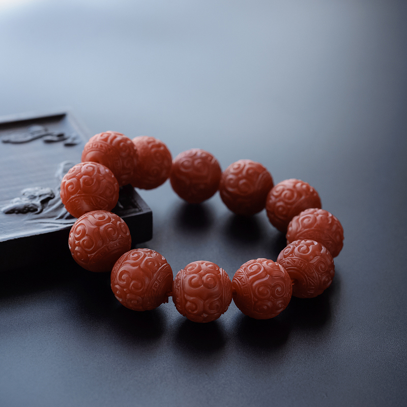 柿子红南红手串-红掌柜