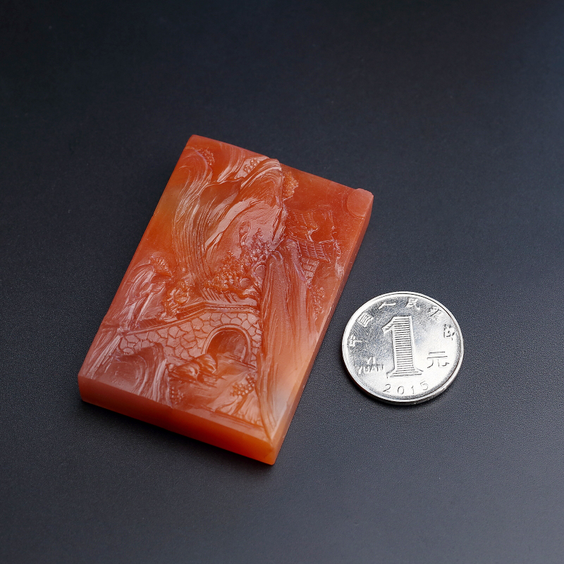 保山南红方牌吊坠 - 红掌柜