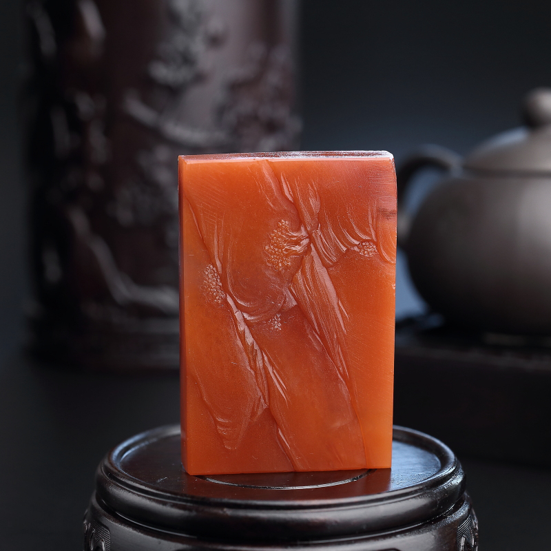 保山柿子红南红望月吊坠 - 红掌柜