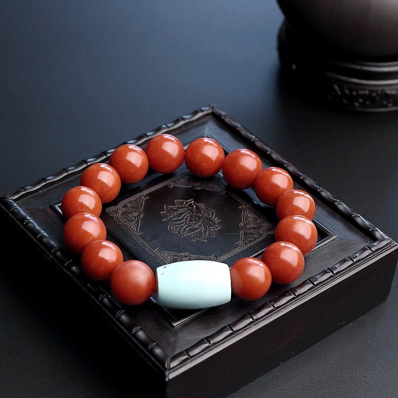 柿子红南红圆珠手串 - 红掌柜