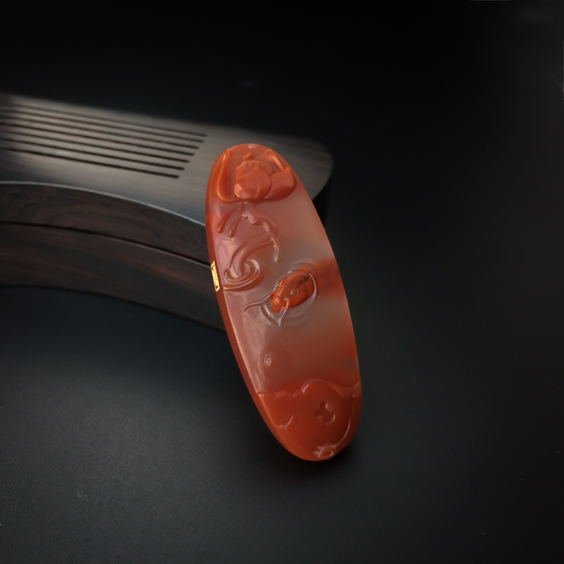 四川柿子红南红如鱼得水吊坠-红掌柜