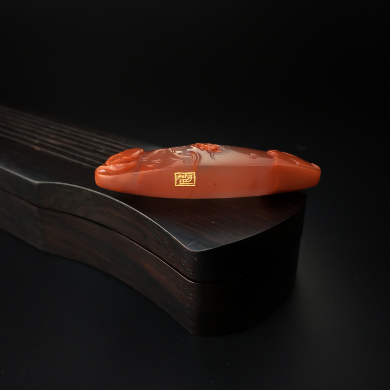 四川冻料柿子红南红吊坠-红掌柜