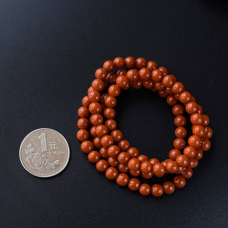 顶级满肉柿子红南红佛珠 - 红掌柜