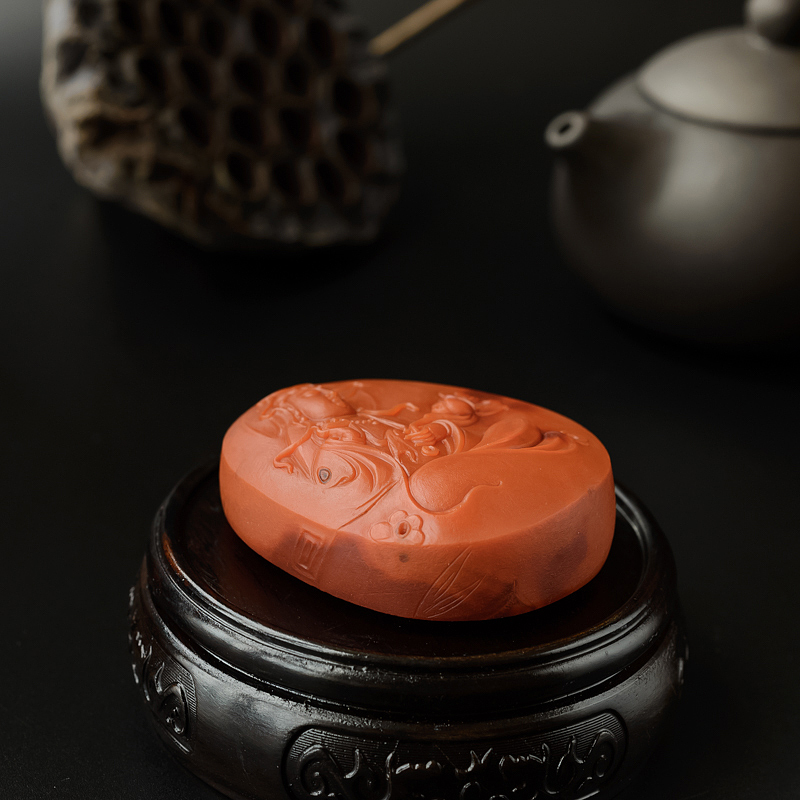 天然川料柿子红南红吊坠 - 红掌柜