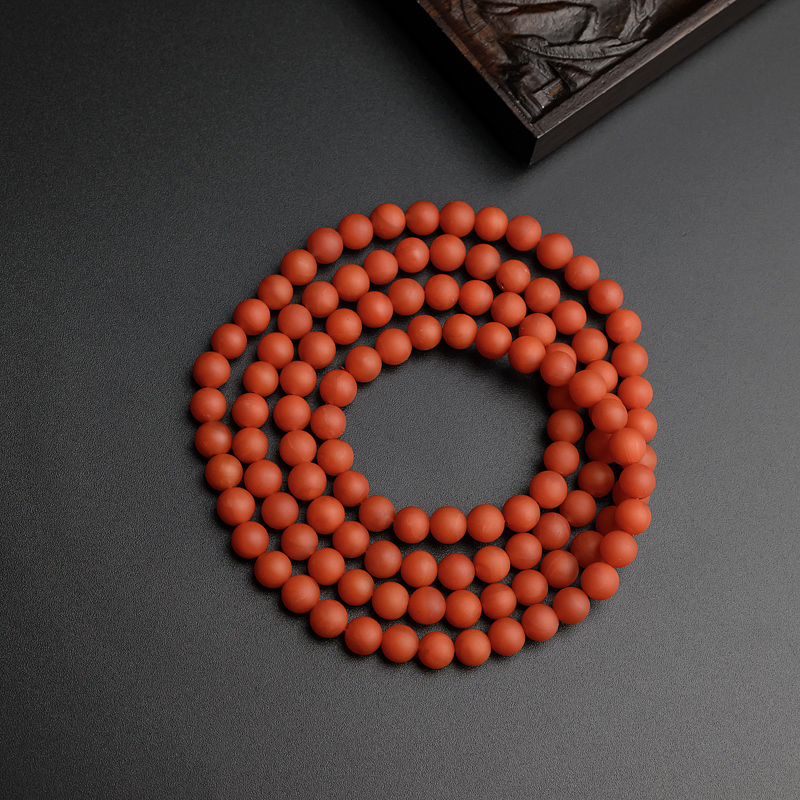 6mm柿子红南红项链-红掌柜