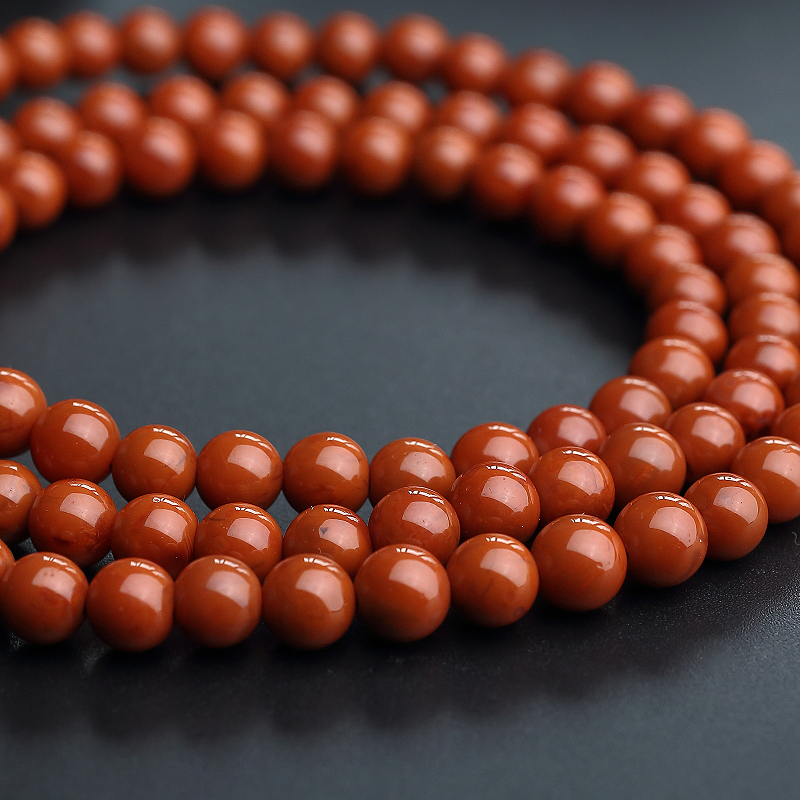 川料柿子红南红佛珠-红掌柜