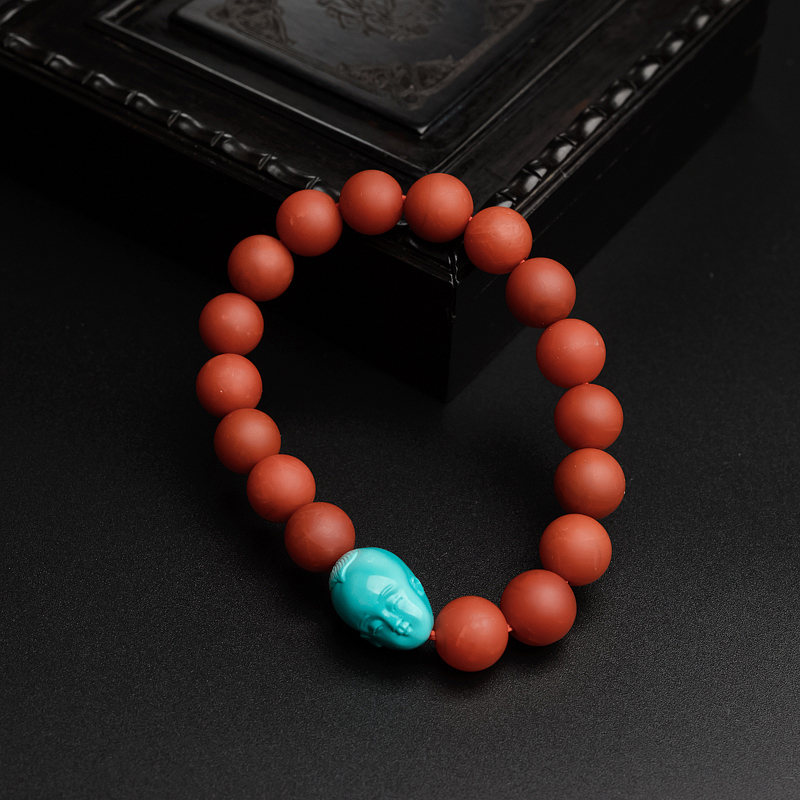 10mm川料天然柿子红南红手串-红掌柜