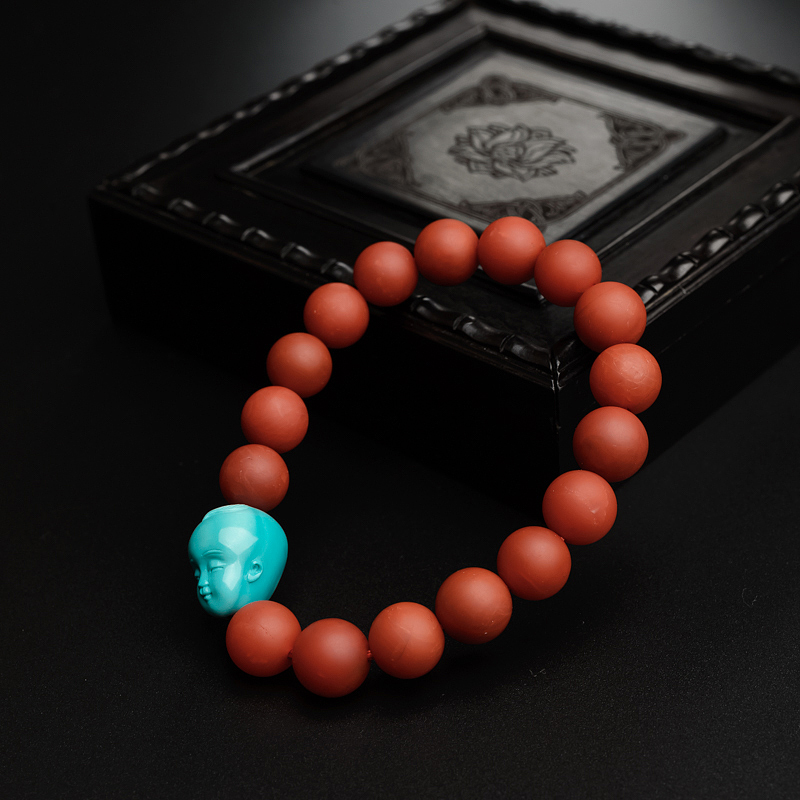 川料天然柿子红南红手串-红掌柜