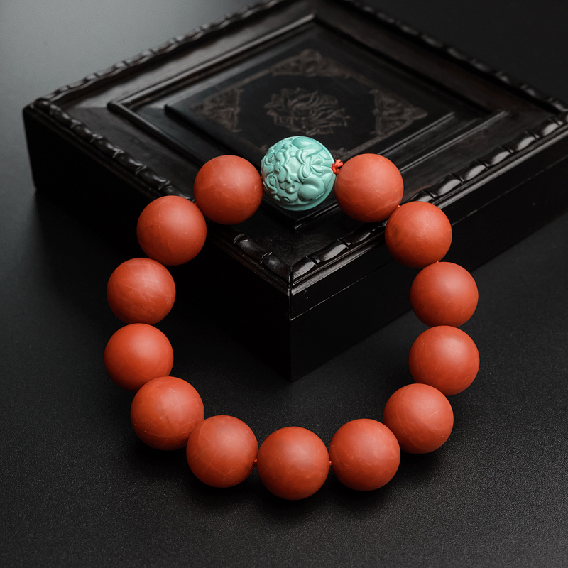 15mm川料天然柿子红南红手串-红掌柜