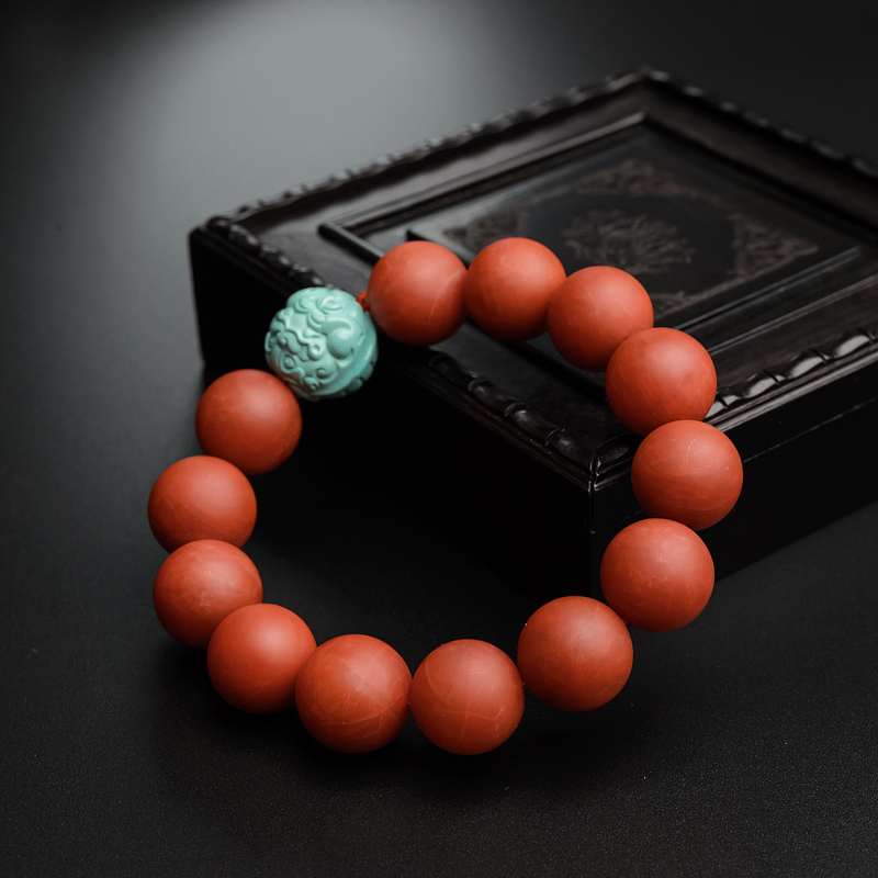 川料天然柿子红南红手串-红掌柜