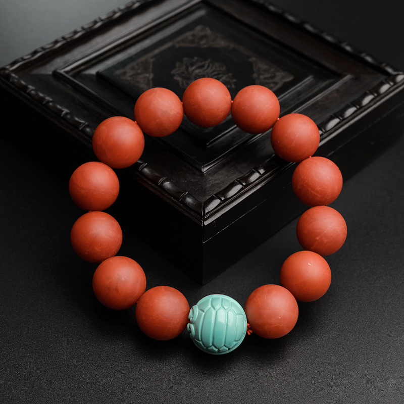 15mm川料柿子红南红手串-红掌柜