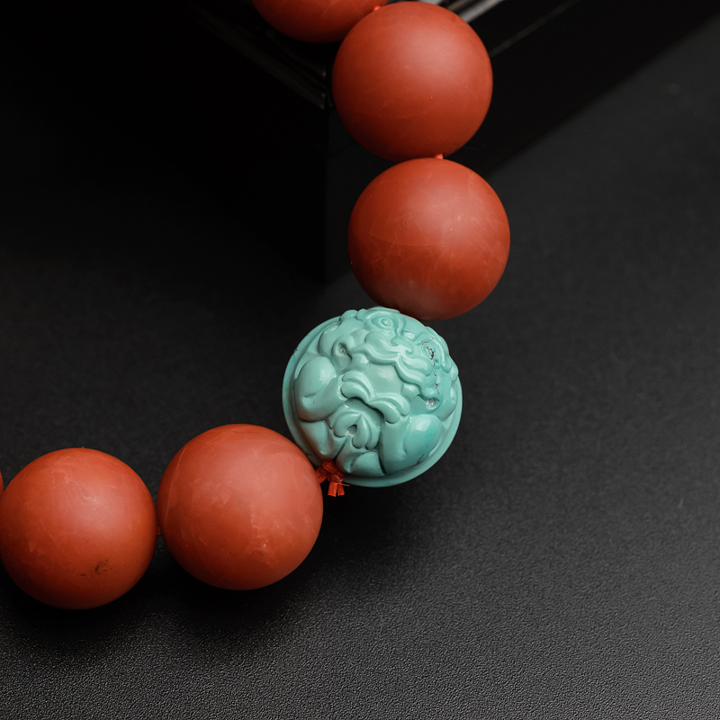 天然柿子红南红手串-红掌柜