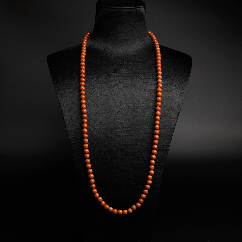 6.5mm川料天然极品柿子红南红项链-红掌柜