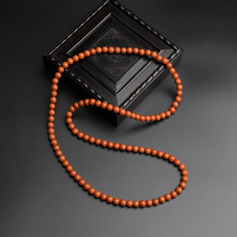 川料天然极品柿子红南红项链-红掌柜