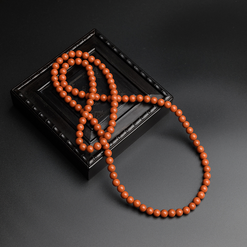 6.5mm川料极品柿子红南红项链-红掌柜