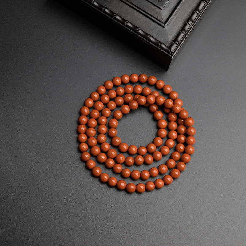 6.5mm川料天然柿子红南红项链-红掌柜