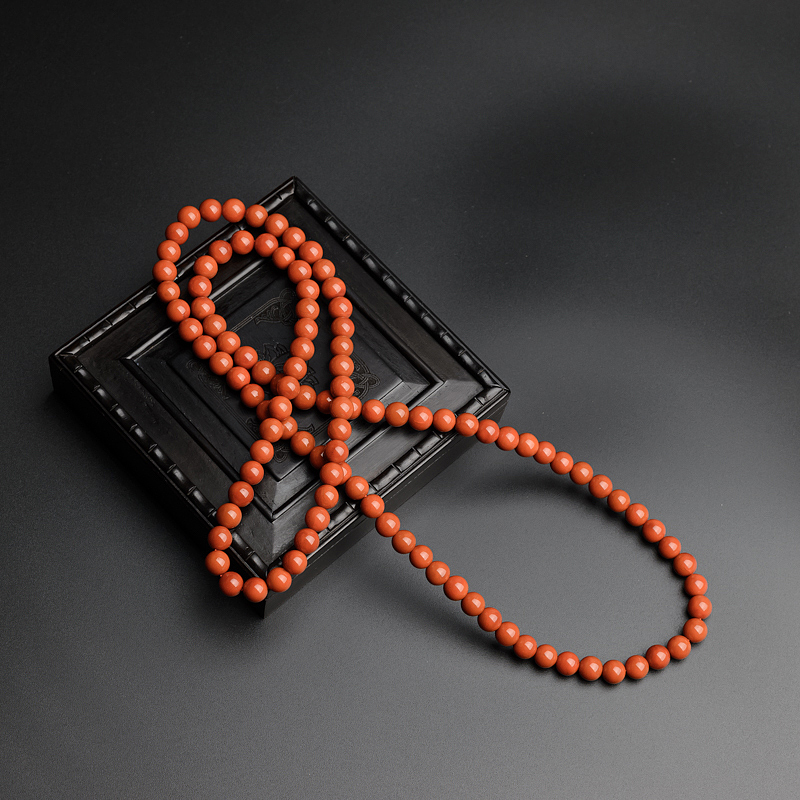 7.5mm天然极品柿子红南红项链-红掌柜