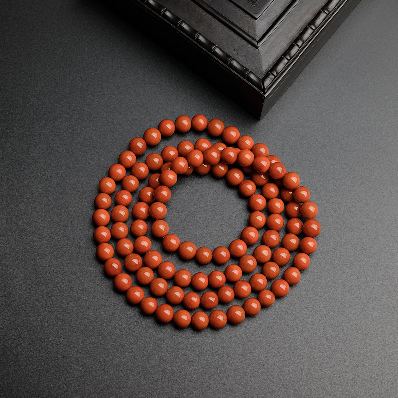 7.5mm川料极品柿子红南红项链-红掌柜