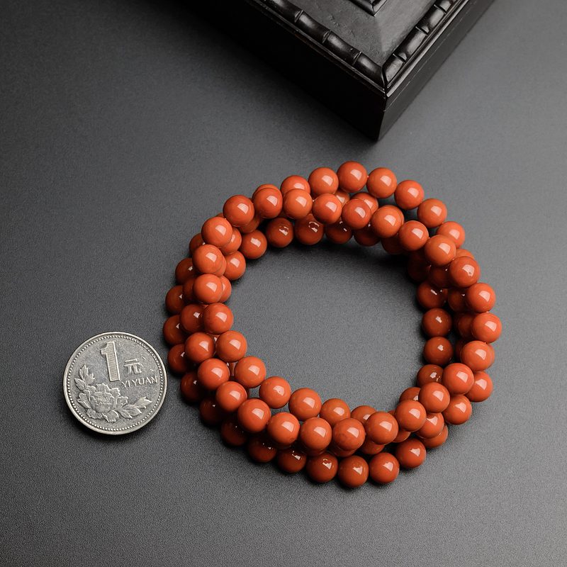 7.5mm极品柿子红南红项链-红掌柜