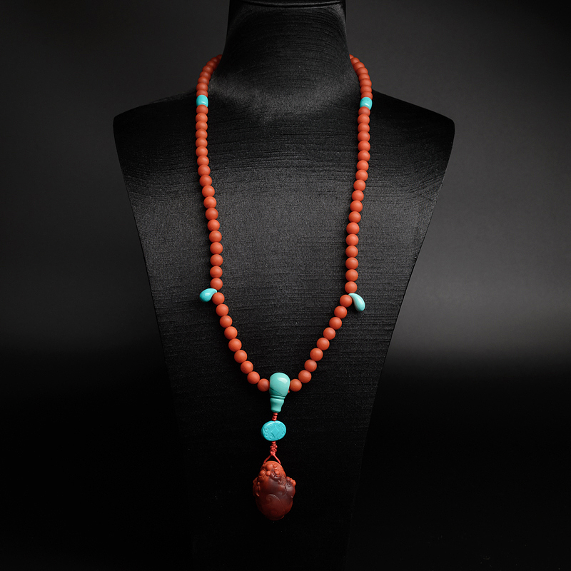 7mm川料天然柿子红南红两用款-红掌柜