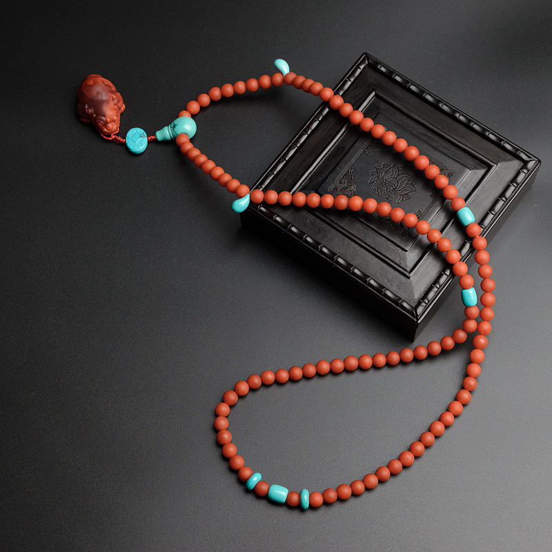 川料天然柿子红南红项链/吊坠两用款-红掌柜