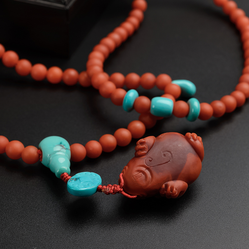 7mm川料柿子红南红项链/吊坠两用款-红掌柜