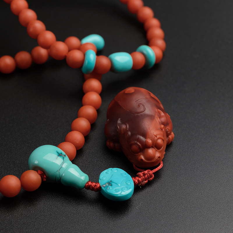 7mm川料天然南红项链/吊坠两用款-红掌柜