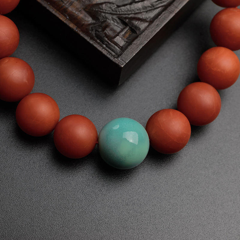 天然保山南红手串-红掌柜