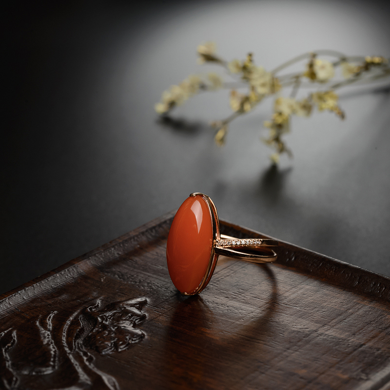 樱桃红南红戒指-红掌柜