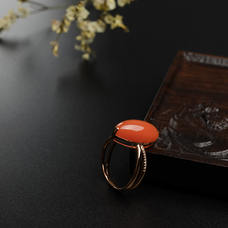 川料樱桃红南红戒指-红掌柜