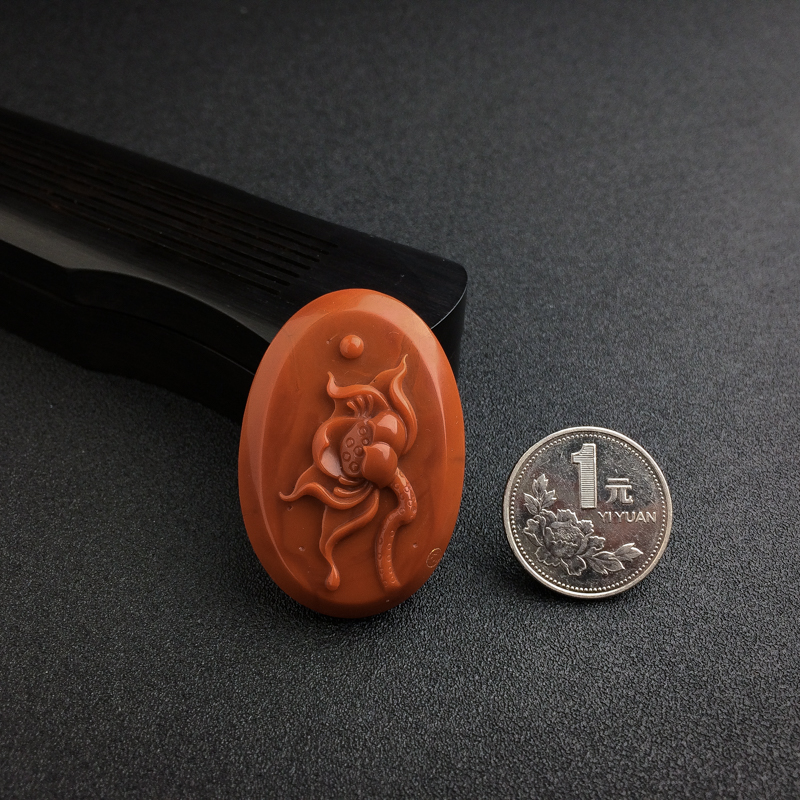 天然南红喜事连连吊坠-红掌柜