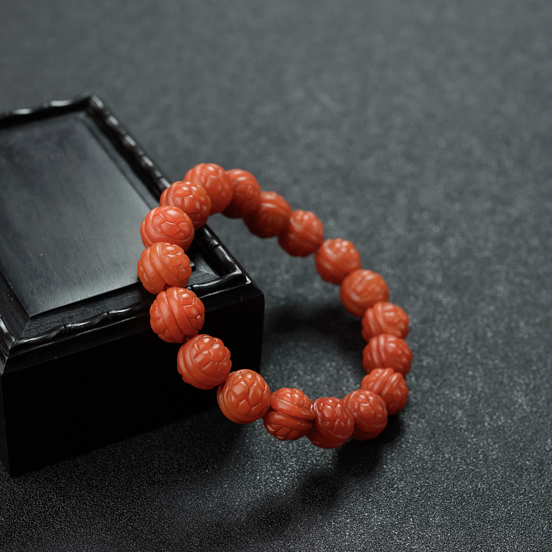 12.5mm柿子红南红手串-红掌柜
