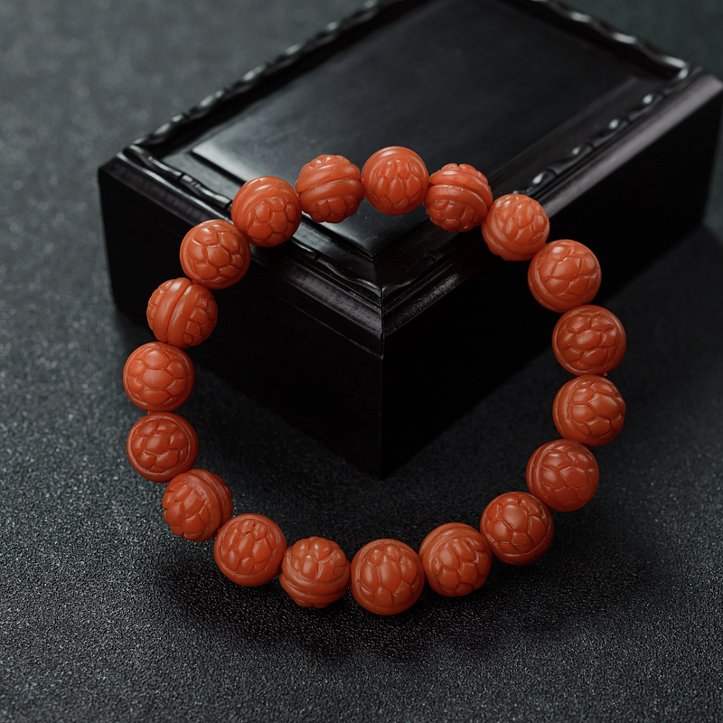 10.5mm柿子红南红手串-红掌柜