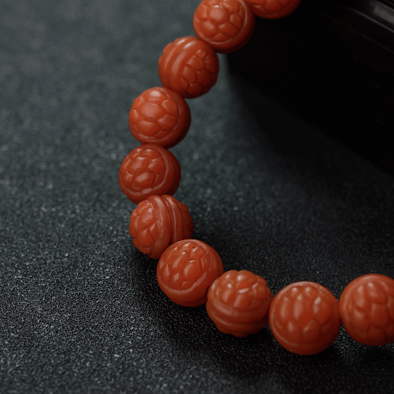 南红双面富甲手串-红掌柜